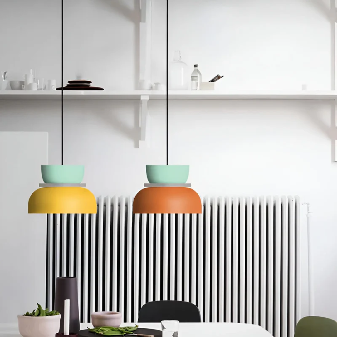 Colorful and Trendy Macaron LED Pendant Light - VividGlow-Yellow-Pink-Nora Luxe