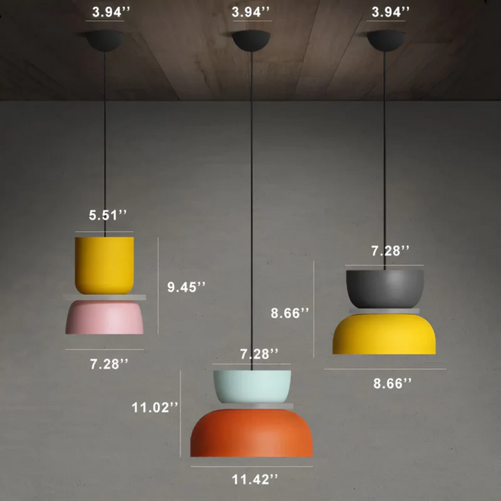 Colorful and Trendy Macaron LED Pendant Light - VividGlow-Yellow-Pink-Nora Luxe