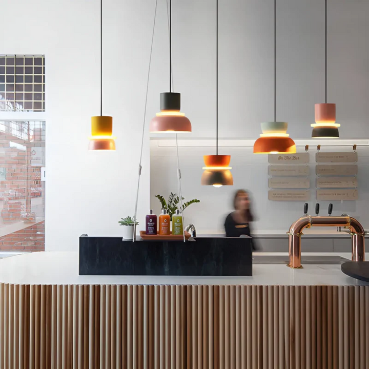 Colorful and Trendy Macaron LED Pendant Light - VividGlow-Yellow-Pink-Nora Luxe