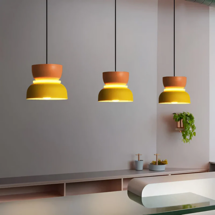 Colorful and Trendy Macaron LED Pendant Light - VividGlow-Yellow-Pink-Nora Luxe