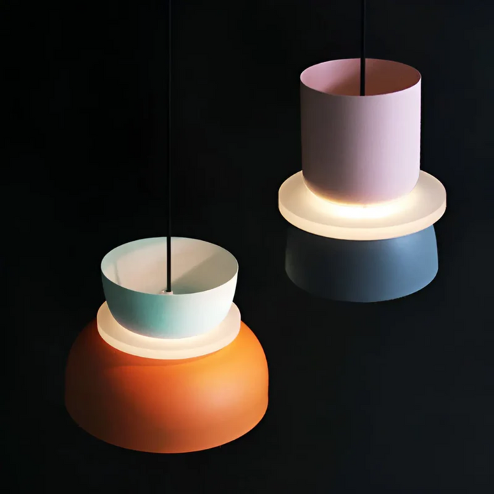 Colorful and Trendy Macaron LED Pendant Light - VividGlow-Yellow-Pink-Nora Luxe