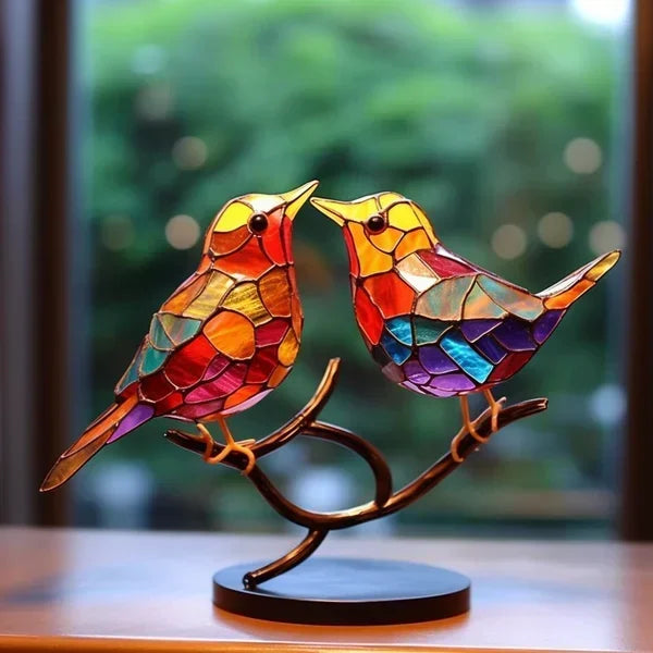 Coloured Glass Birds for Chic Interior Design - ChicGlass Birds-2 Birds-Nora Luxe