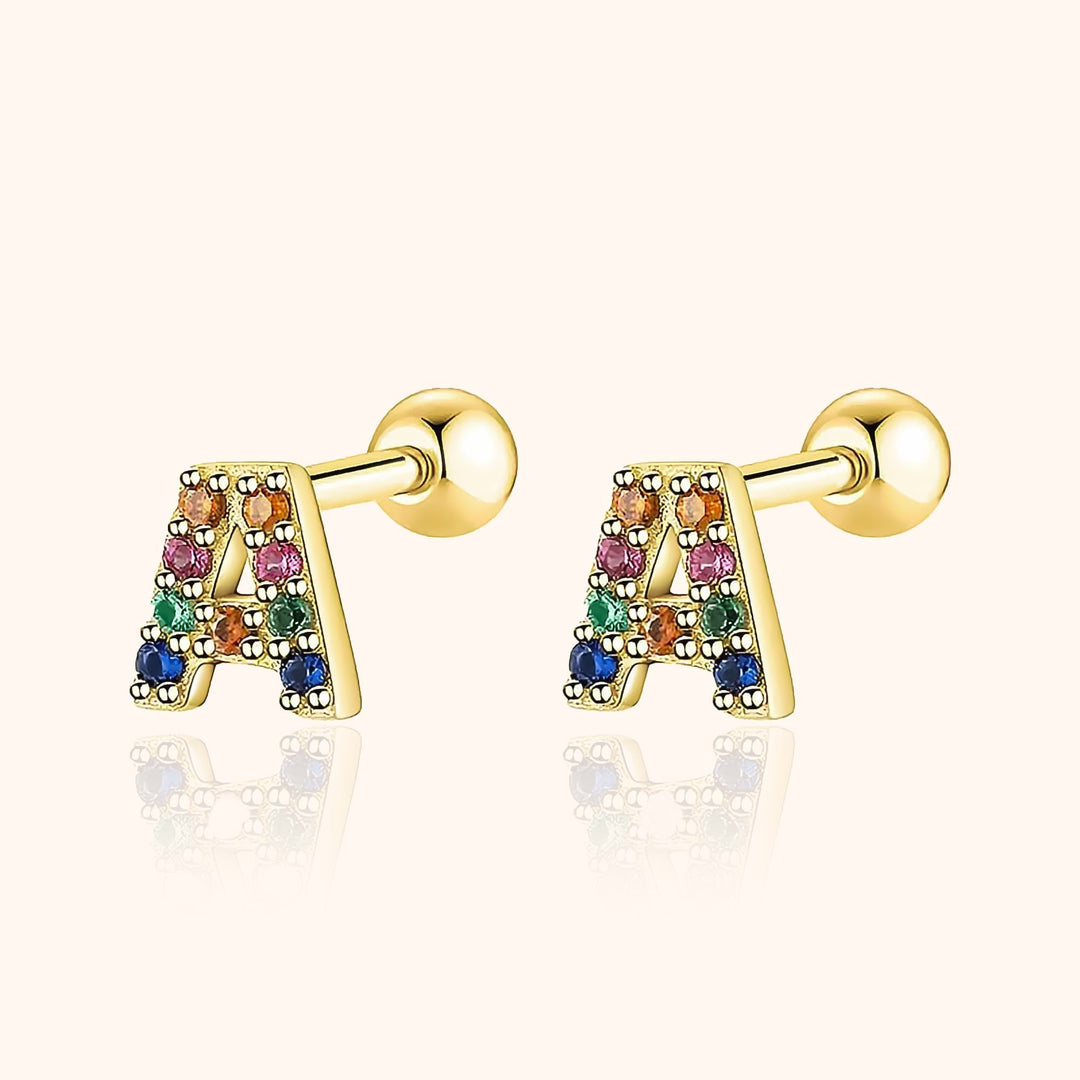 Coloured Letter Earrings - Letria-A-Gold-Nora Luxe