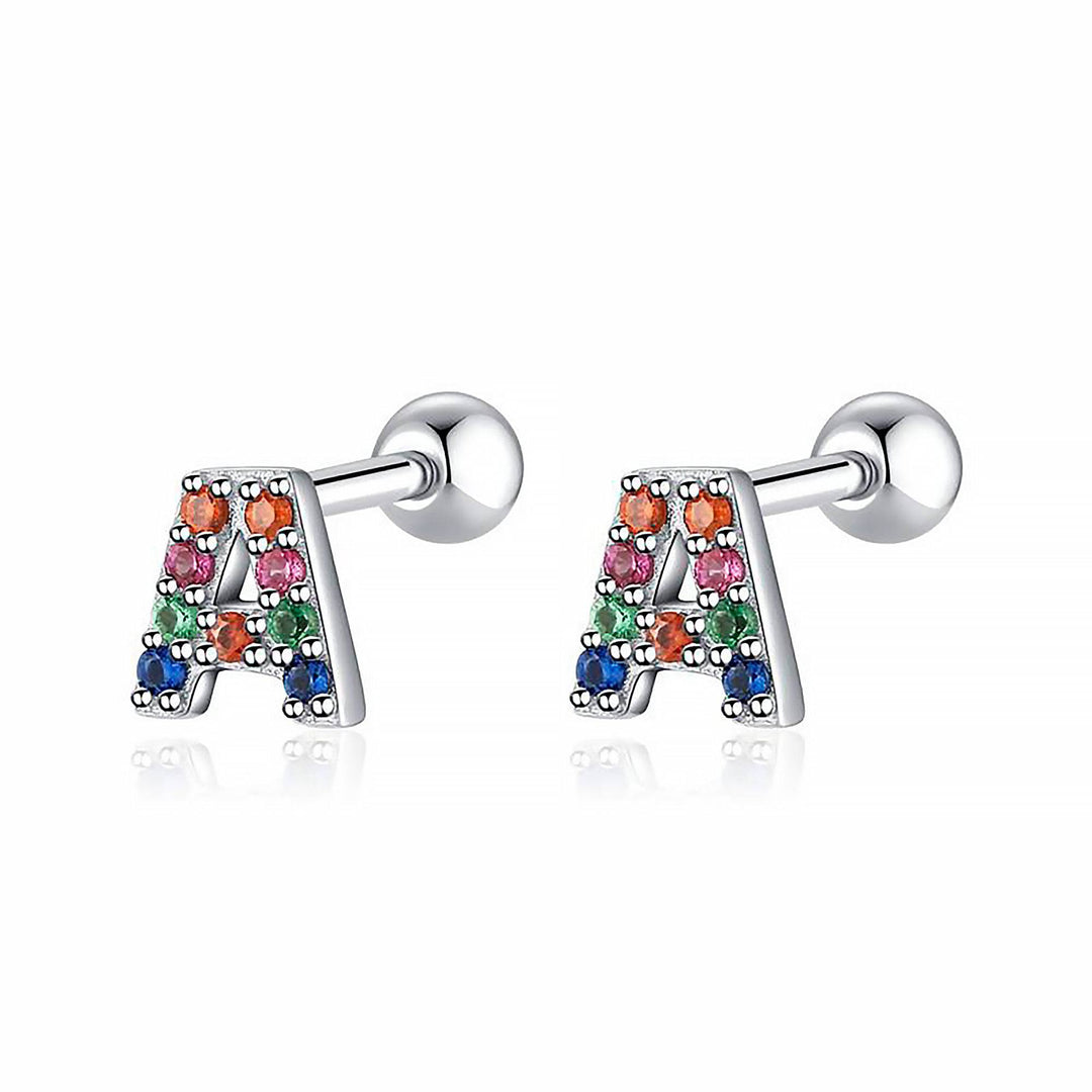 Coloured Letter Earrings - Letria-A-Silver-Nora Luxe