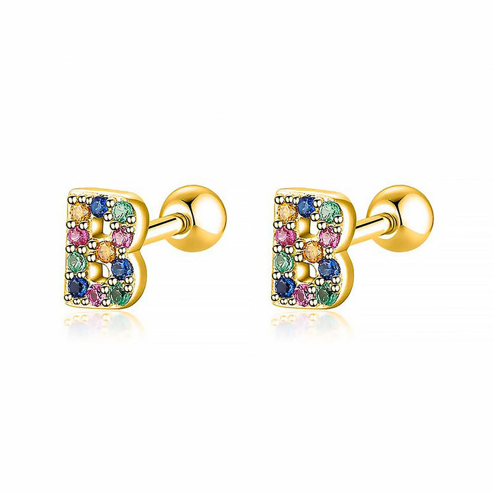 Coloured Letter Earrings - Letria-B-Gold-Nora Luxe