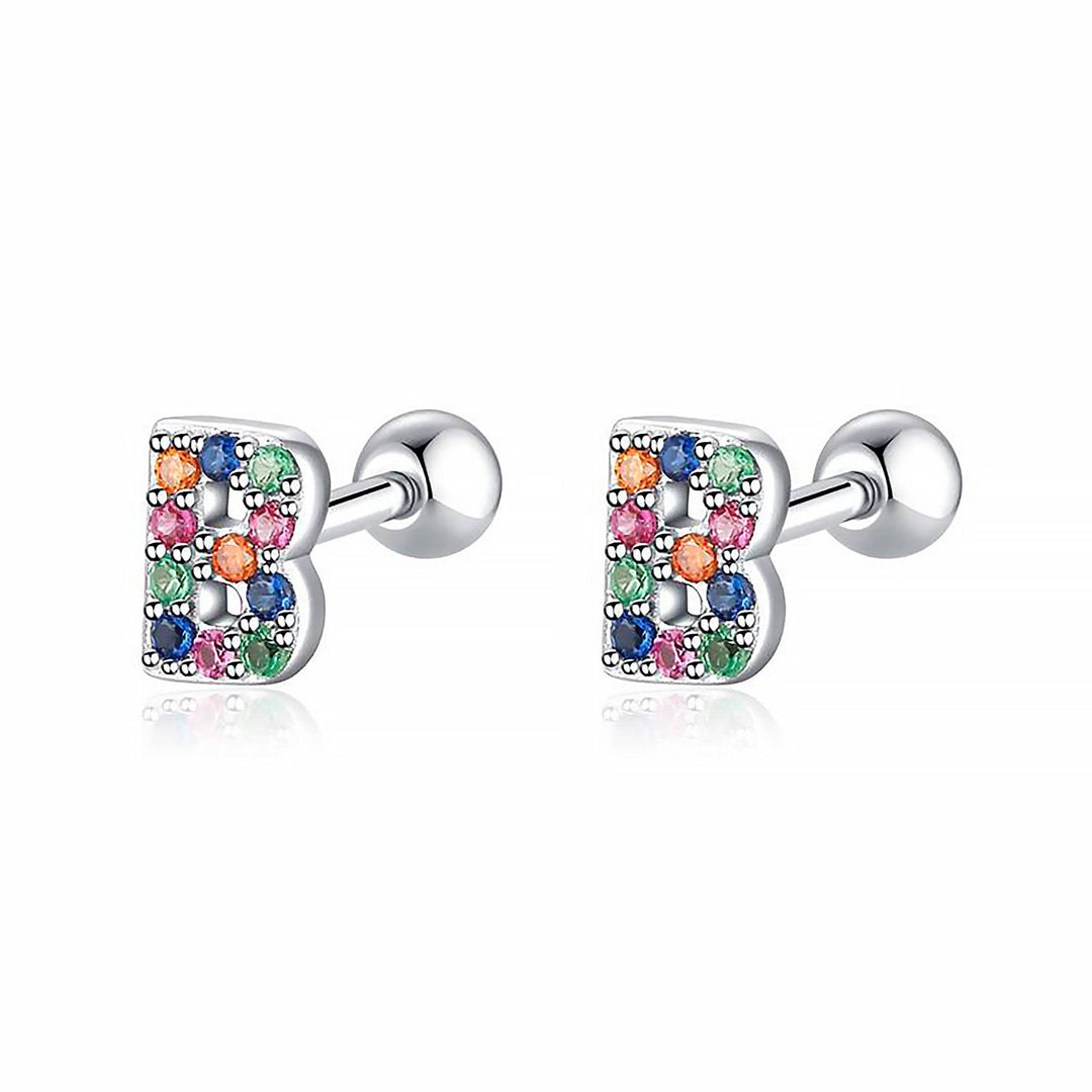 Coloured Letter Earrings - Letria-B-Silver-Nora Luxe