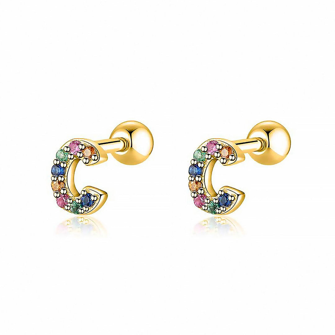 Coloured Letter Earrings - Letria-C-Gold-Nora Luxe