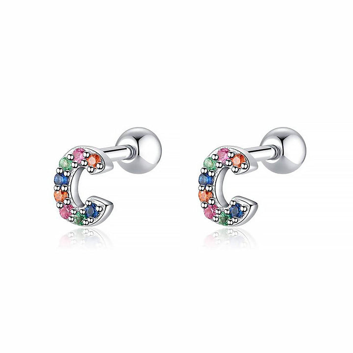 Coloured Letter Earrings - Letria-C-Silver-Nora Luxe