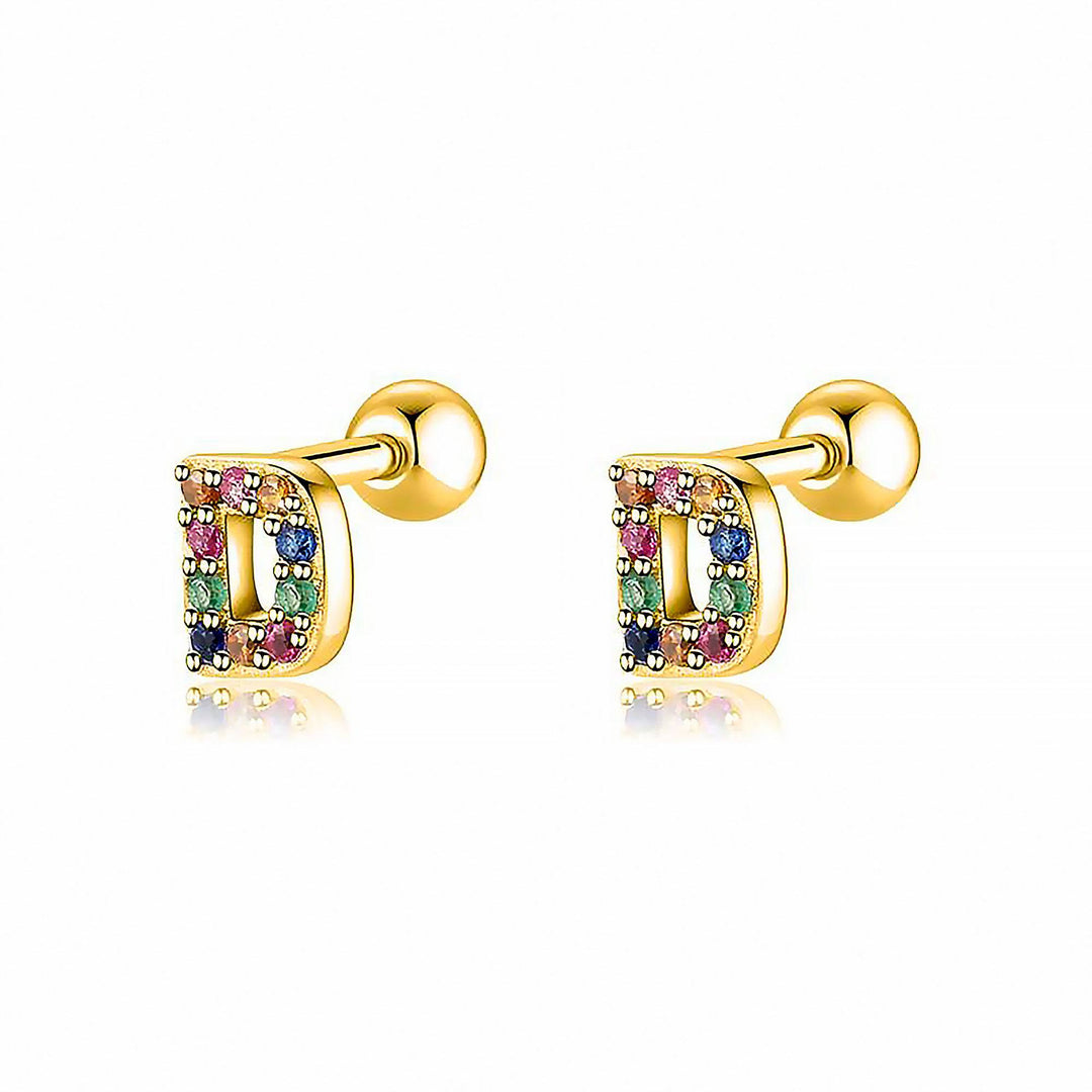 Coloured Letter Earrings - Letria-D-Gold-Nora Luxe