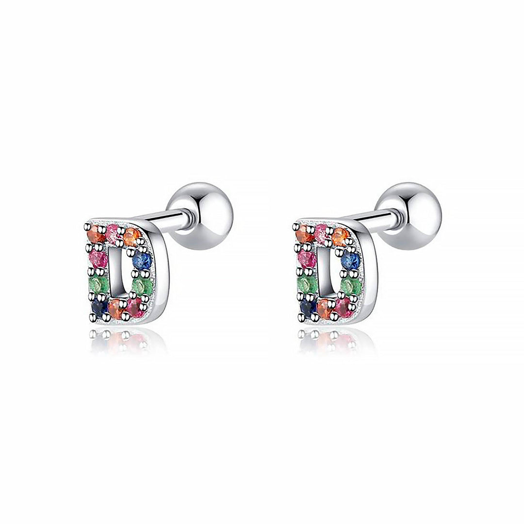 Coloured Letter Earrings - Letria-D-Silver-Nora Luxe