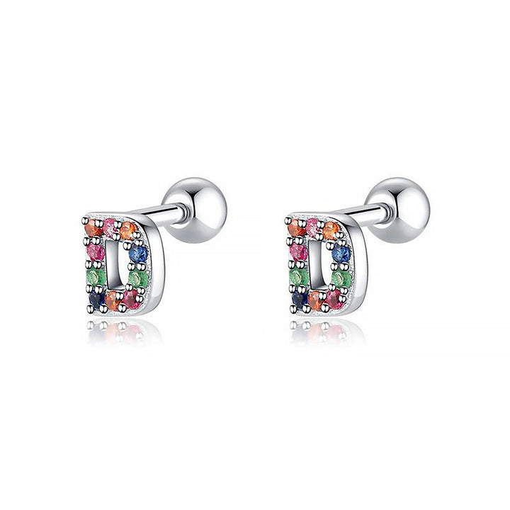 Coloured Letter Earrings - Letria-D-Silver-Nora Luxe
