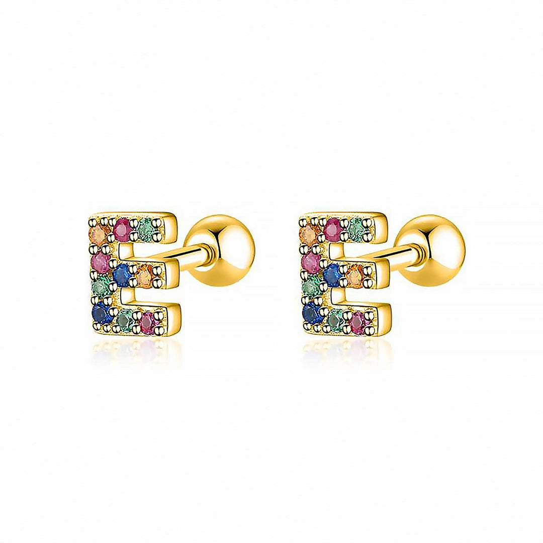 Coloured Letter Earrings - Letria-E-Gold-Nora Luxe