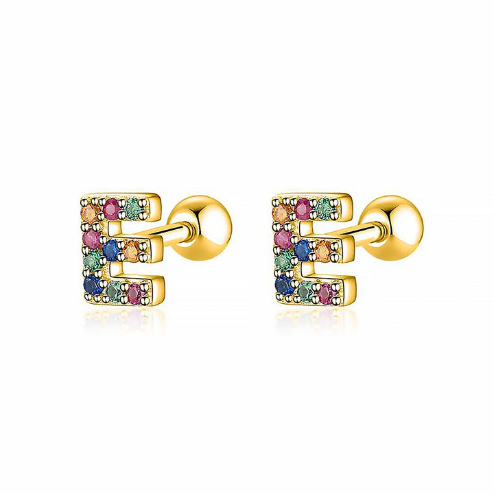 Coloured Letter Earrings - Letria-E-Gold-Nora Luxe