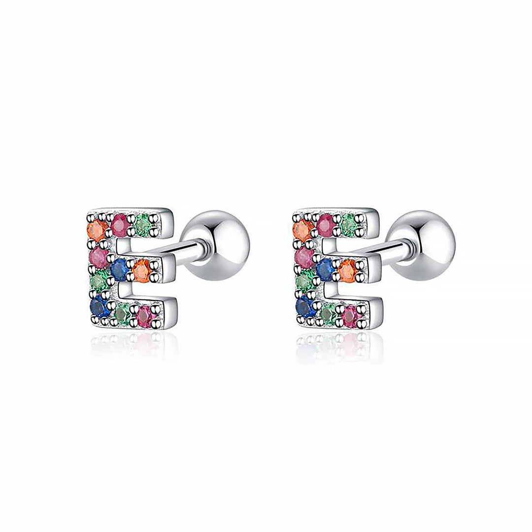 Coloured Letter Earrings - Letria-E-Silver-Nora Luxe