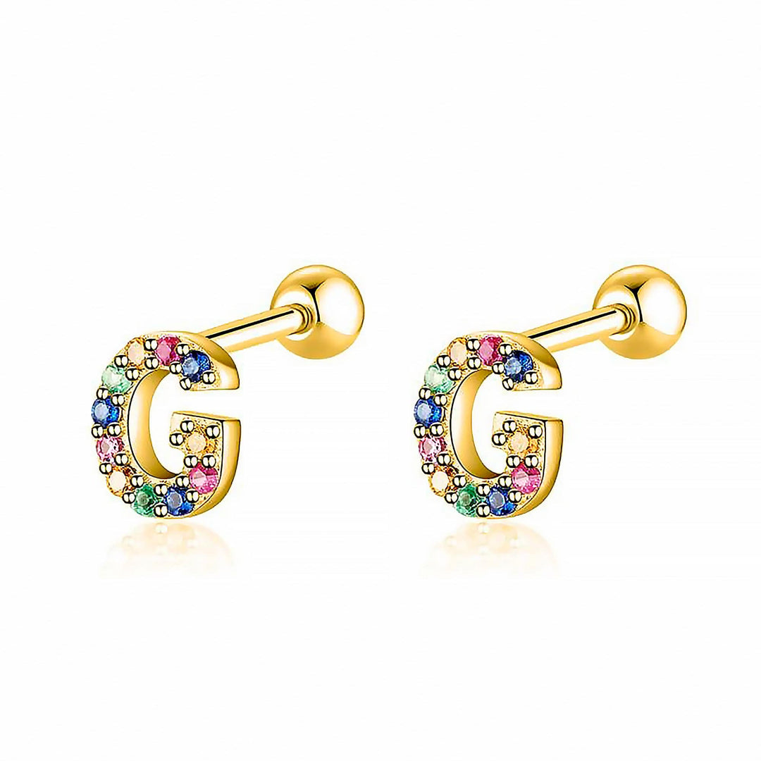 Coloured Letter Earrings - Letria-G-Gold-Nora Luxe