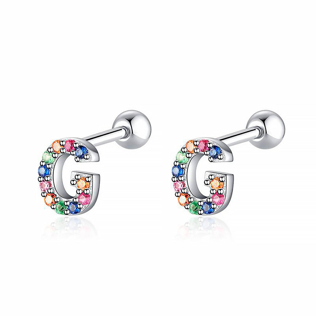 Coloured Letter Earrings - Letria-G-Silver-Nora Luxe