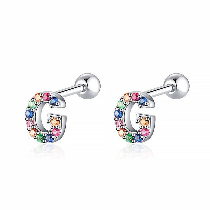 Coloured Letter Earrings - Letria-G-Silver-Nora Luxe