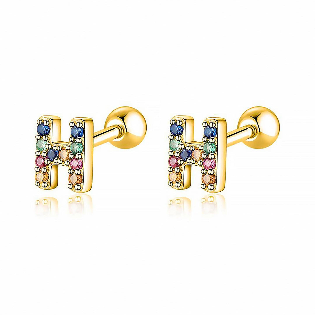 Coloured Letter Earrings - Letria-H-Gold-Nora Luxe