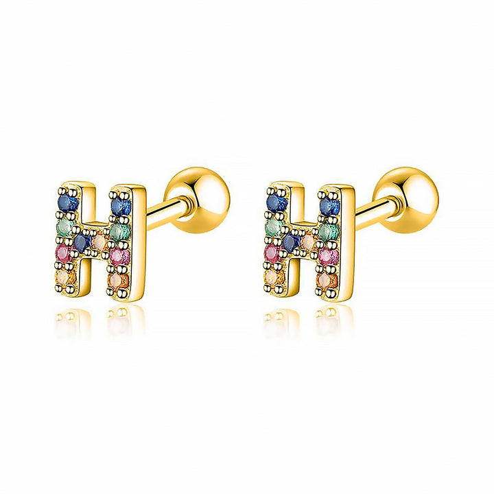 Coloured Letter Earrings - Letria-H-Gold-Nora Luxe