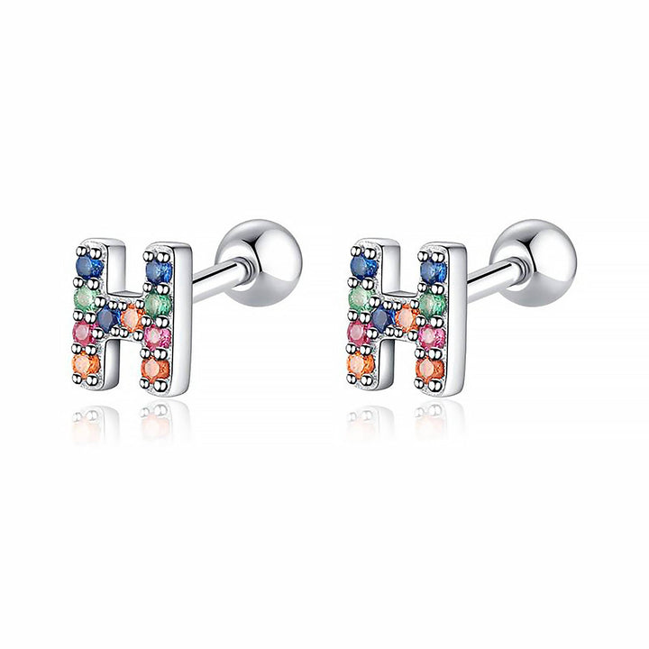Coloured Letter Earrings - Letria-H-Silver-Nora Luxe