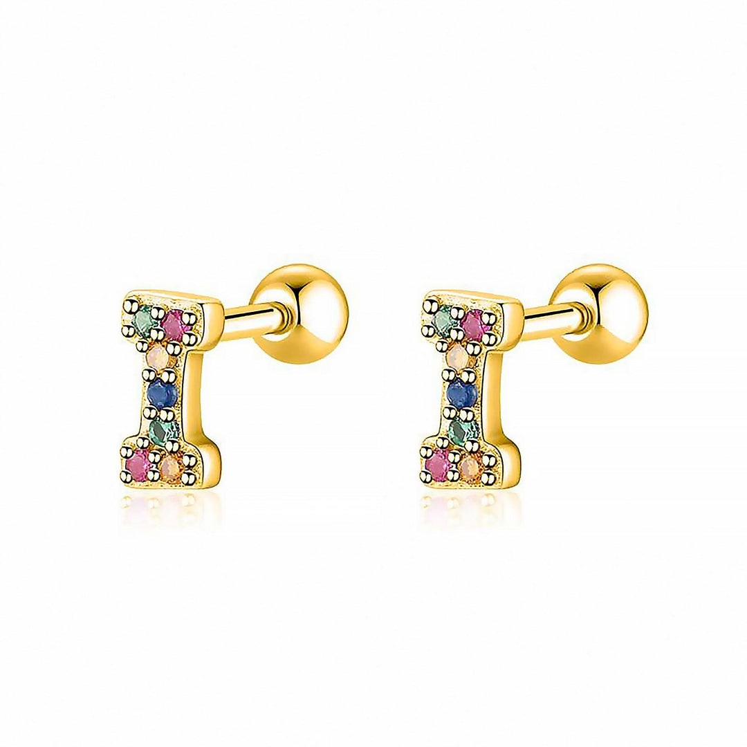 Coloured Letter Earrings - Letria-I-Gold-Nora Luxe