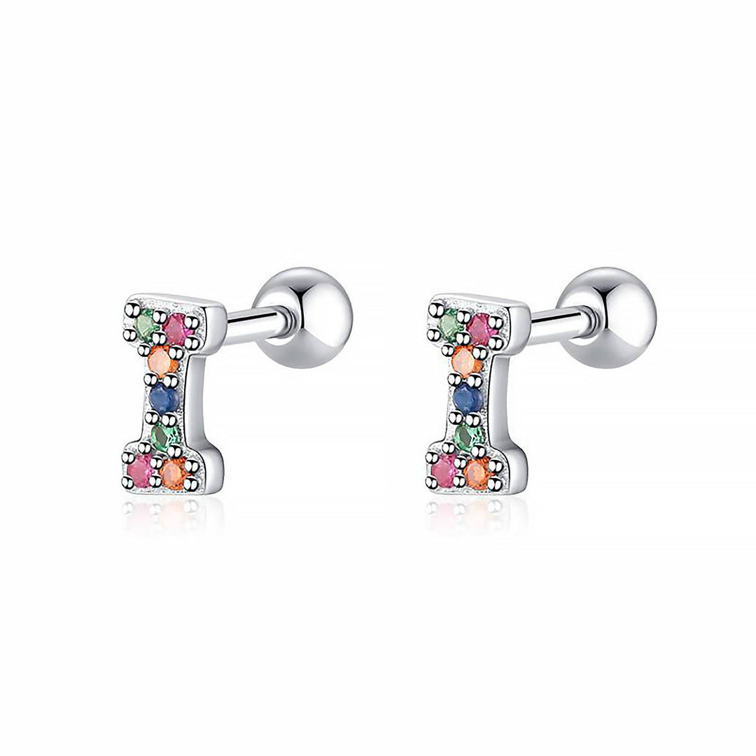 Coloured Letter Earrings - Letria-I-Silver-Nora Luxe