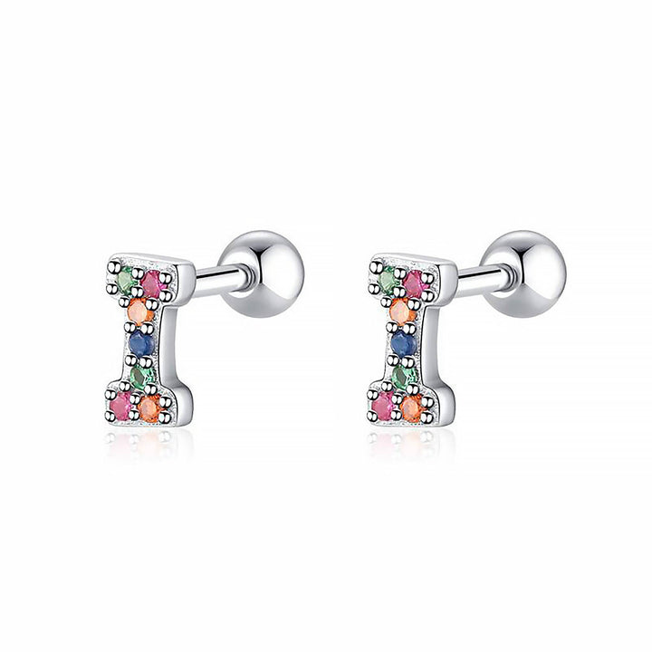 Coloured Letter Earrings - Letria-I-Silver-Nora Luxe