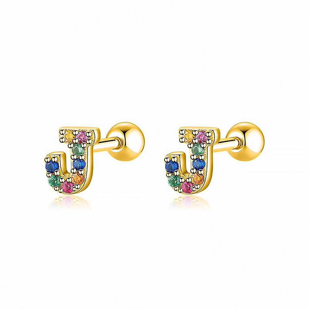 Coloured Letter Earrings - Letria-J-Gold-Nora Luxe