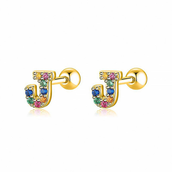 Coloured Letter Earrings - Letria-J-Gold-Nora Luxe