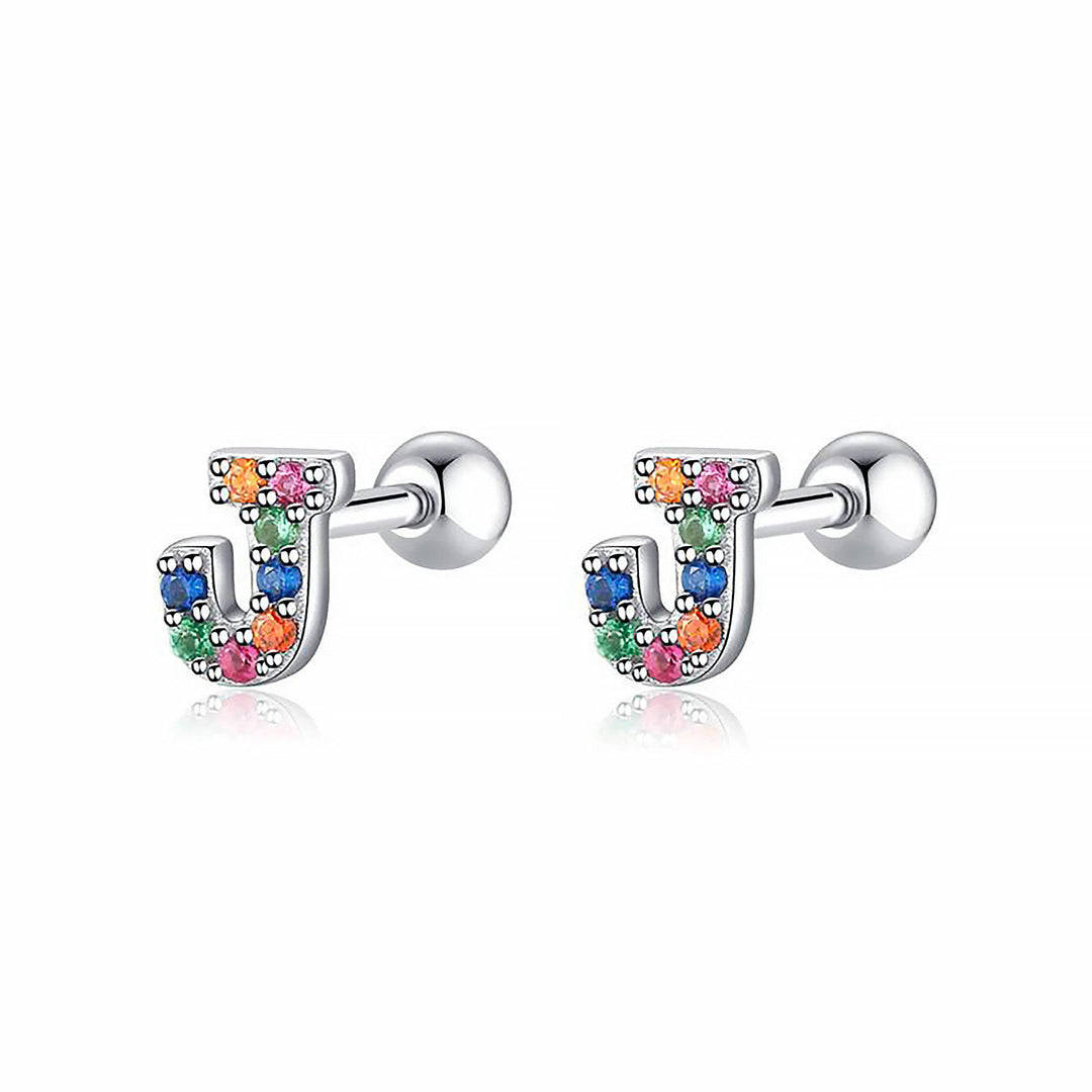 Coloured Letter Earrings - Letria-J-Silver-Nora Luxe