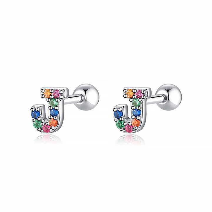 Coloured Letter Earrings - Letria-J-Silver-Nora Luxe