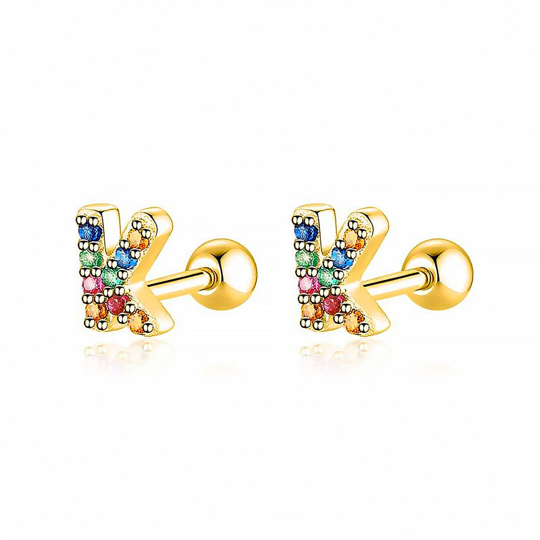 Coloured Letter Earrings - Letria-K-Gold-Nora Luxe