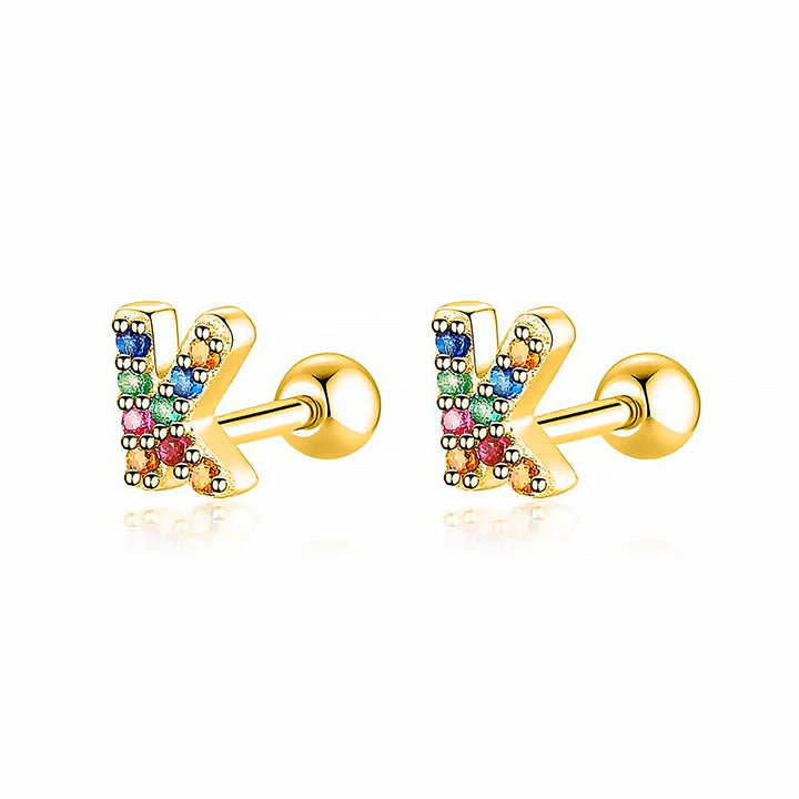 Coloured Letter Earrings - Letria-K-Gold-Nora Luxe