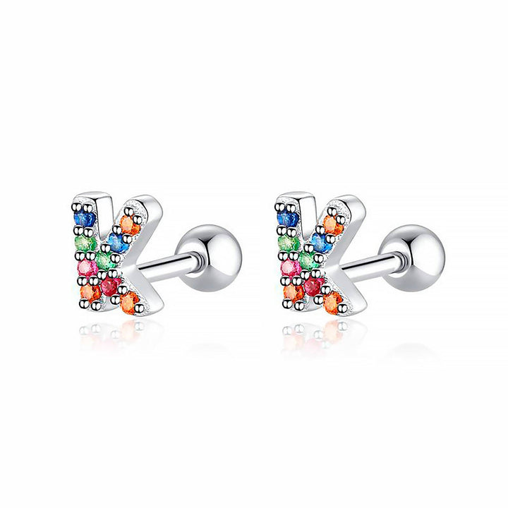 Coloured Letter Earrings - Letria-K-Silver-Nora Luxe