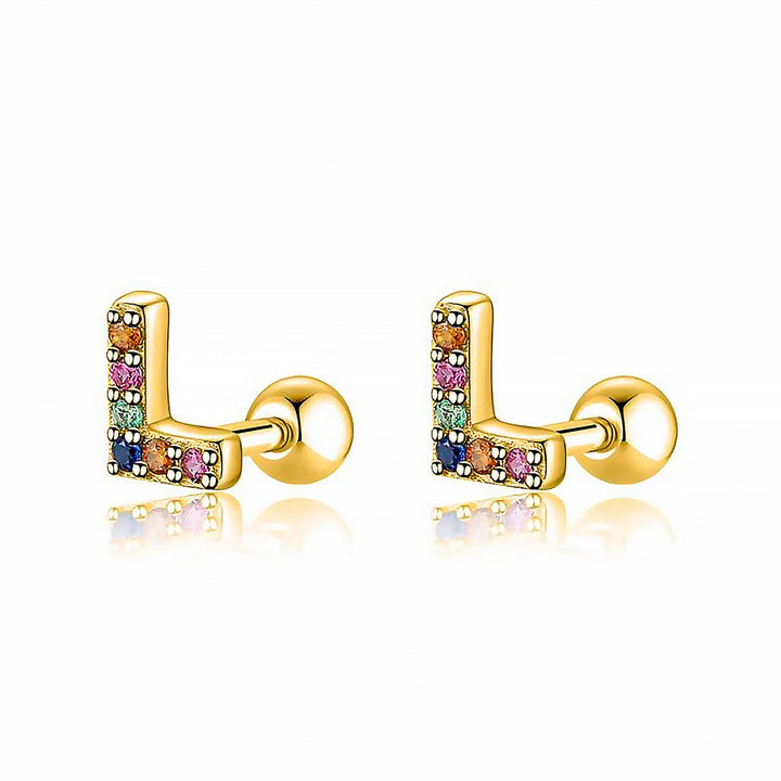 Coloured Letter Earrings - Letria-L-Gold-Nora Luxe