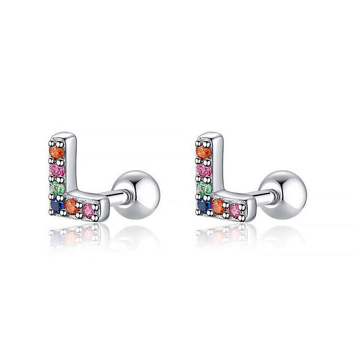 Coloured Letter Earrings - Letria-L-Silver-Nora Luxe