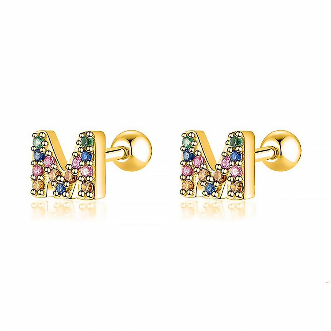 Coloured Letter Earrings - Letria-M-Gold-Nora Luxe