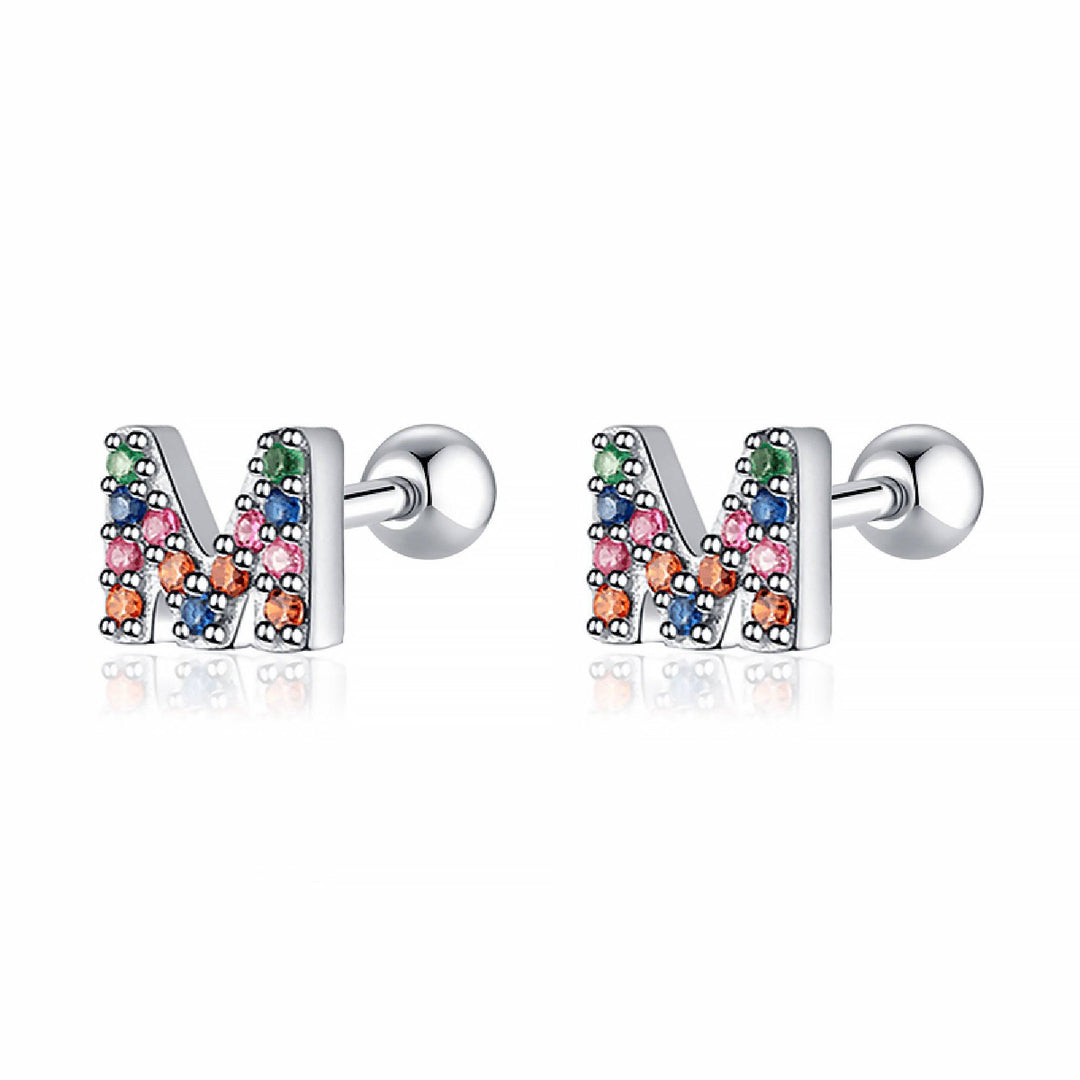 Coloured Letter Earrings - Letria-M-Silver-Nora Luxe