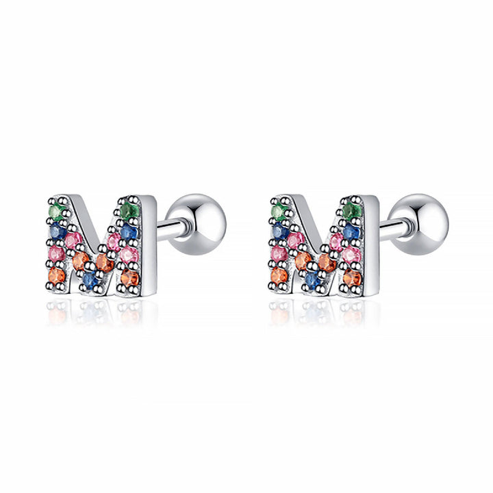 Coloured Letter Earrings - Letria-M-Silver-Nora Luxe