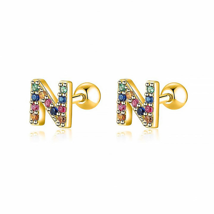 Coloured Letter Earrings - Letria-N-Gold-Nora Luxe