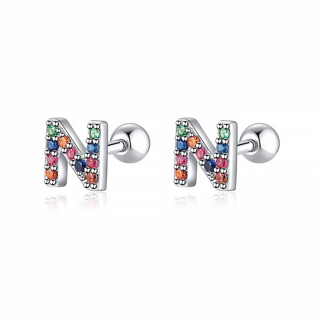 Coloured Letter Earrings - Letria-N-Silver-Nora Luxe