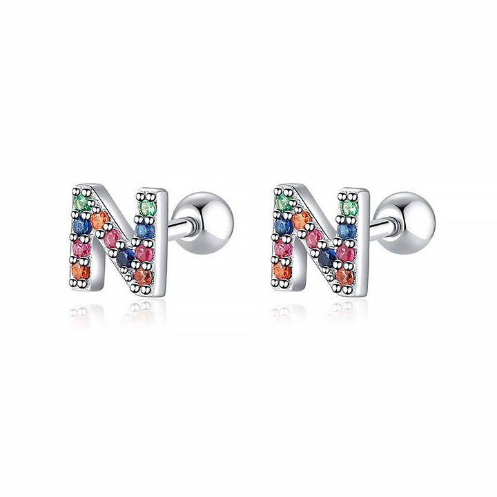 Coloured Letter Earrings - Letria-N-Silver-Nora Luxe