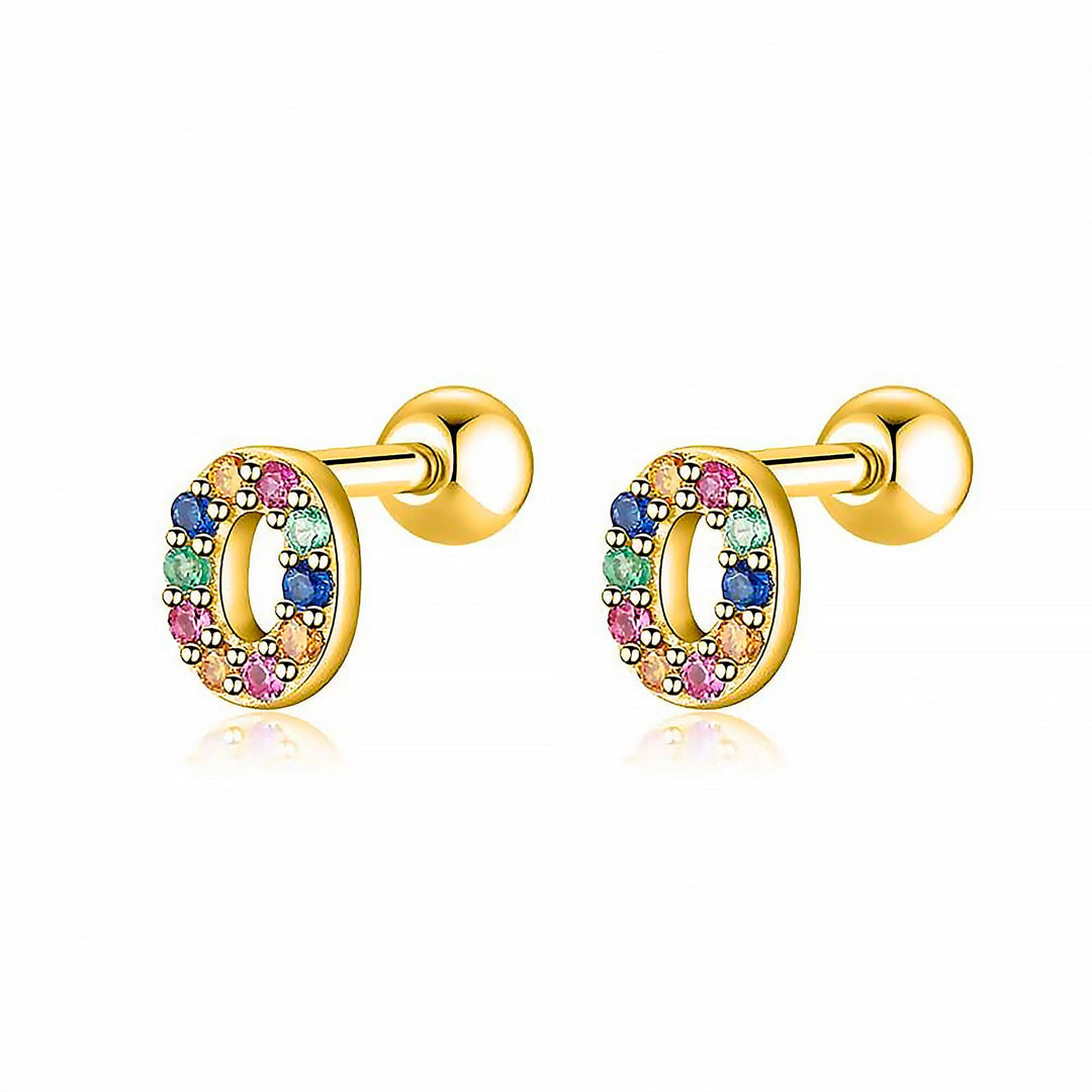 Coloured Letter Earrings - Letria-O-Gold-Nora Luxe