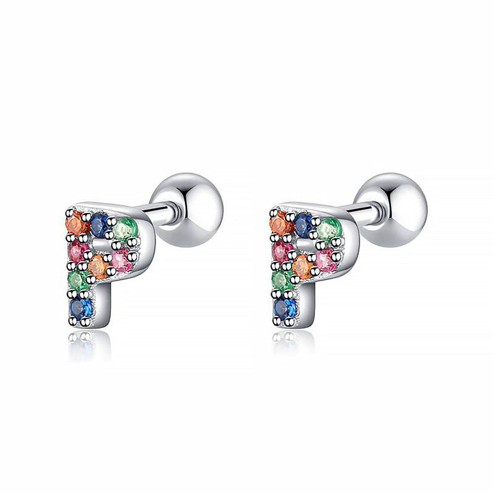 Coloured Letter Earrings - Letria-P-Silver-Nora Luxe