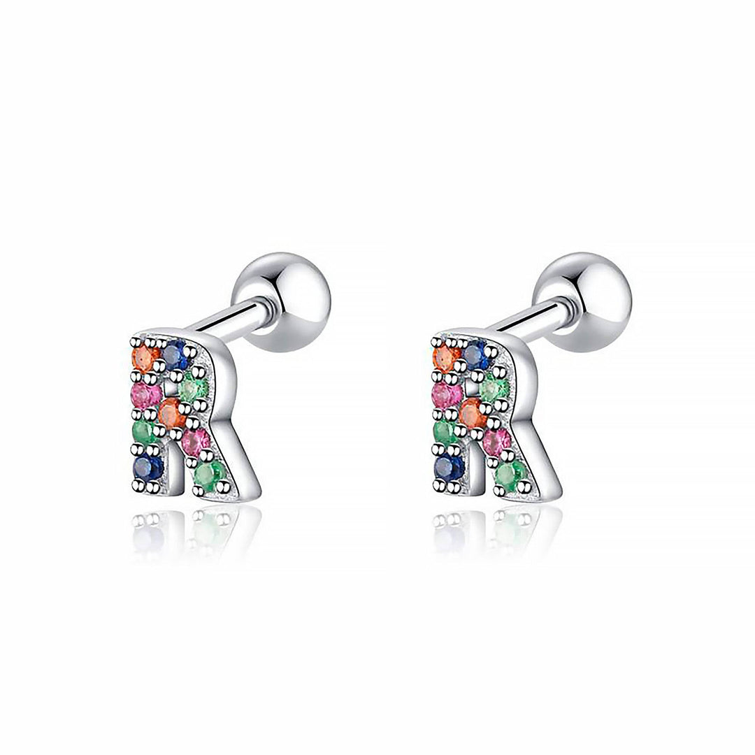 Coloured Letter Earrings - Letria-R-Silver-Nora Luxe