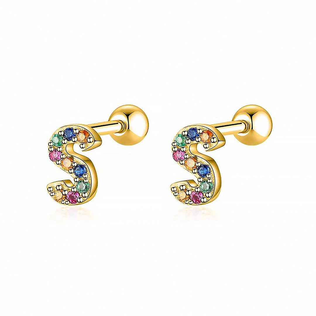 Coloured Letter Earrings - Letria-S-Gold-Nora Luxe