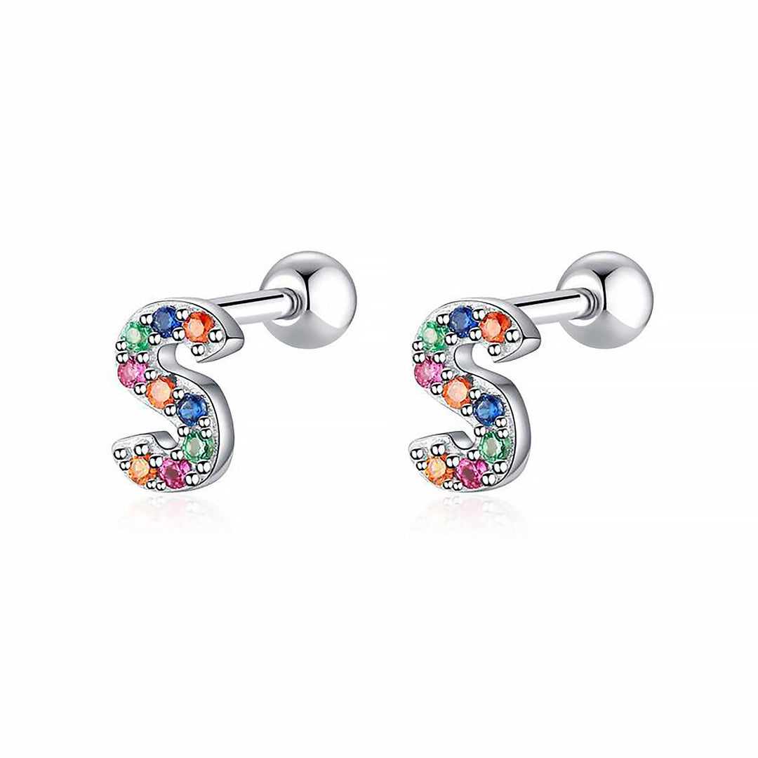 Coloured Letter Earrings - Letria-S-Silver-Nora Luxe