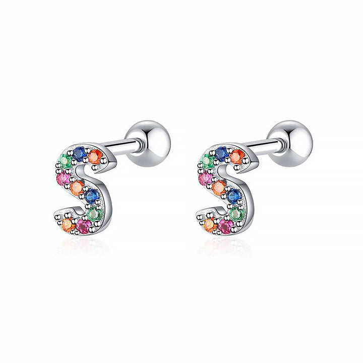 Coloured Letter Earrings - Letria-S-Silver-Nora Luxe
