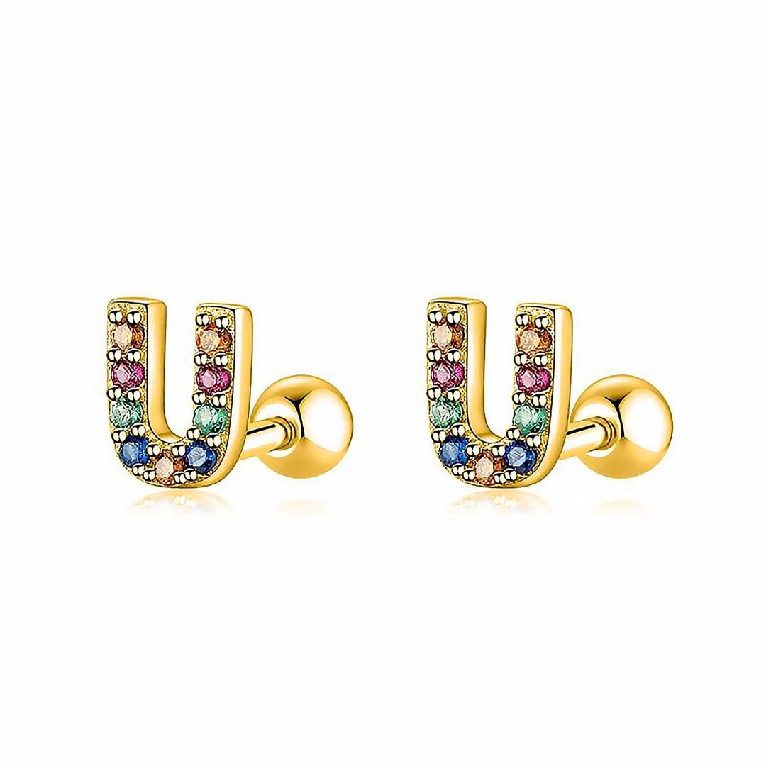 Coloured Letter Earrings - Letria-U-Gold-Nora Luxe