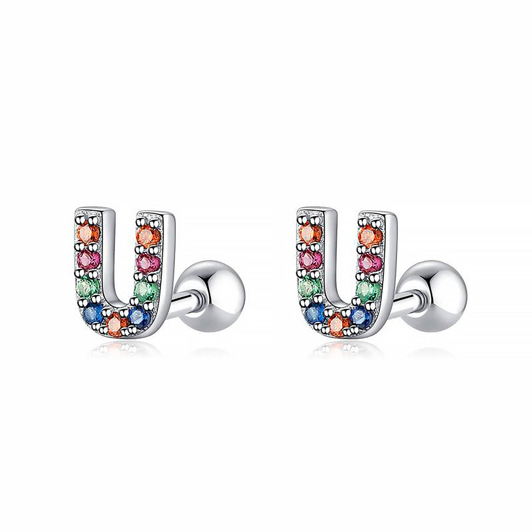 Coloured Letter Earrings - Letria-U-Silver-Nora Luxe